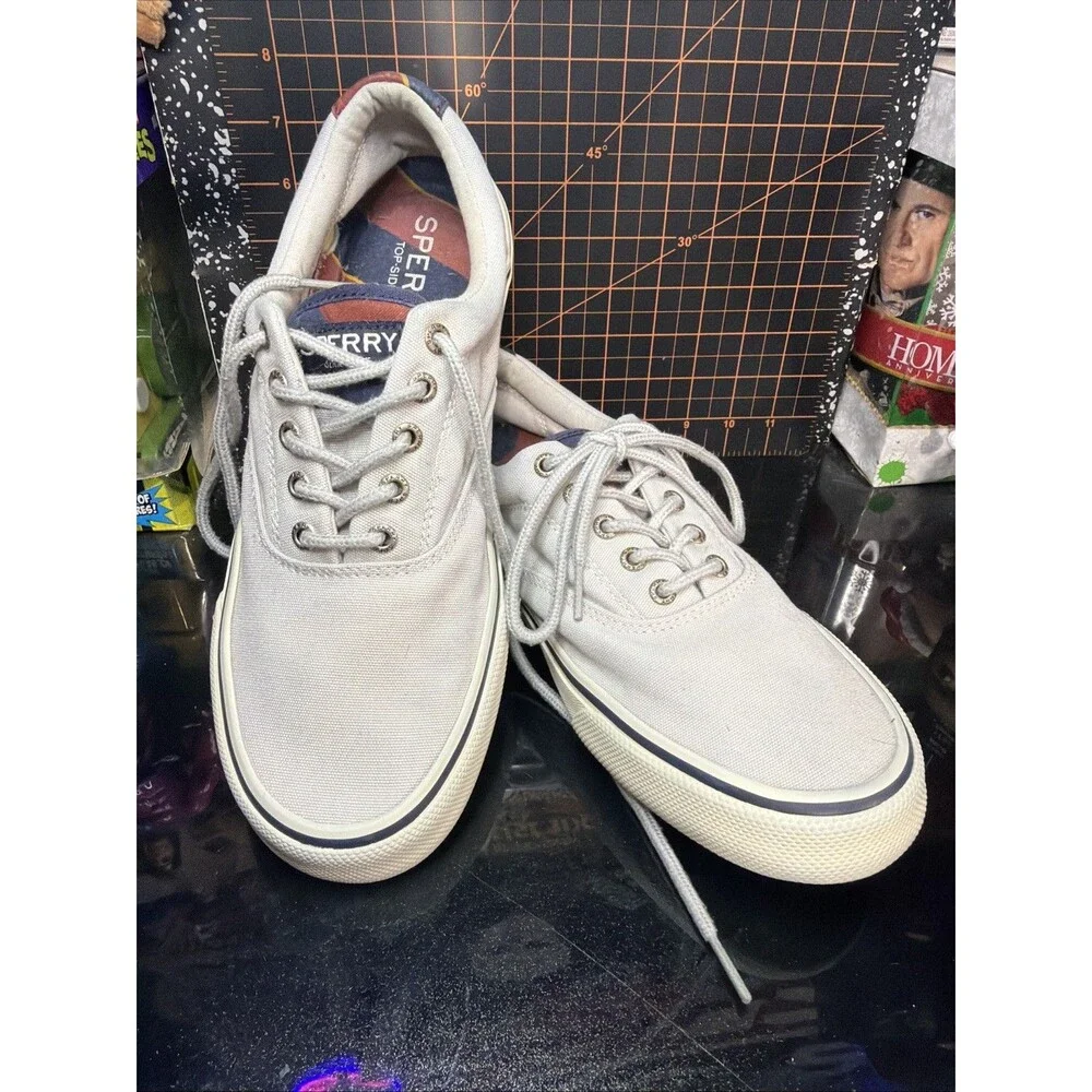 Sperry Top-Sider STS21433 Canvas Sneakers Gray Men’s Size 10.5 Casual Shoes